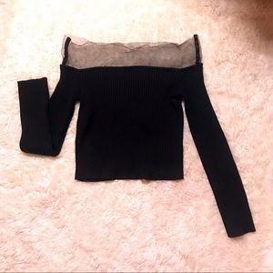 Black sexy sweater open shoulders